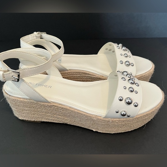 Marc Fisher Women's Joyce Ankle Strap Studded Espadrille Platform Sandals - Picture 6 of 13